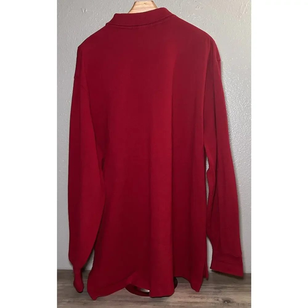 Polo Ralph Lauren Polo Shirt Long Sleeve 100 % Cotton Red Men's Extra Large